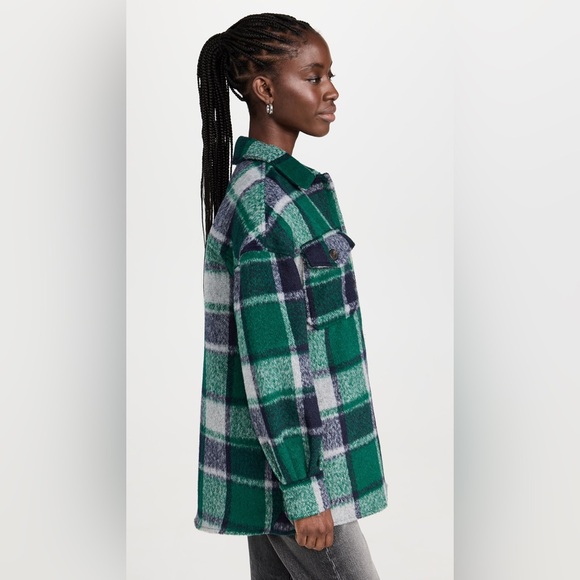 ✨AVEC LES FILLES✨Plaid Felt Shirt Jacket - Picture 4 of 12